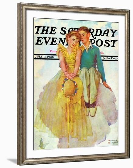 "On Top of the World" Saturday Evening Post Cover, July 11,1936-Norman Rockwell-Framed Giclee Print