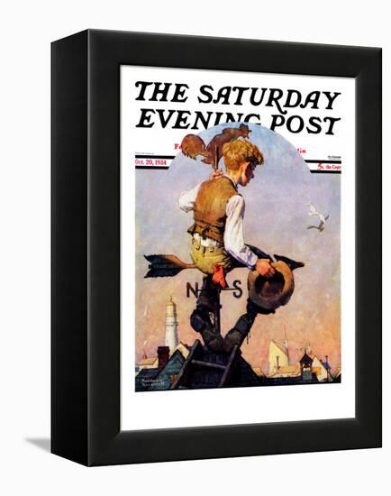 "On Top of the World" Saturday Evening Post Cover, October 20,1934-Norman Rockwell-Framed Premier Image Canvas