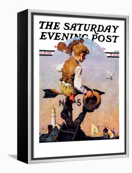 "On Top of the World" Saturday Evening Post Cover, October 20,1934-Norman Rockwell-Framed Premier Image Canvas