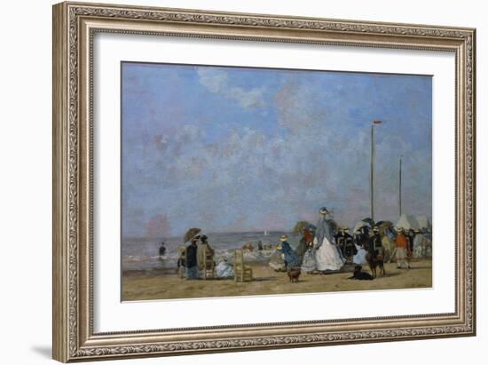 On Trouville Beach-Eugène Boudin-Framed Giclee Print