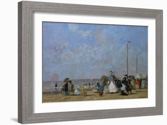 On Trouville Beach-Eugène Boudin-Framed Giclee Print