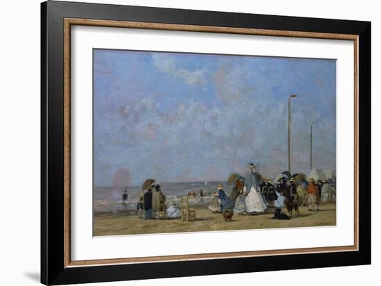 On Trouville Beach-Eugène Boudin-Framed Giclee Print