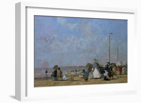 On Trouville Beach-Eugène Boudin-Framed Giclee Print