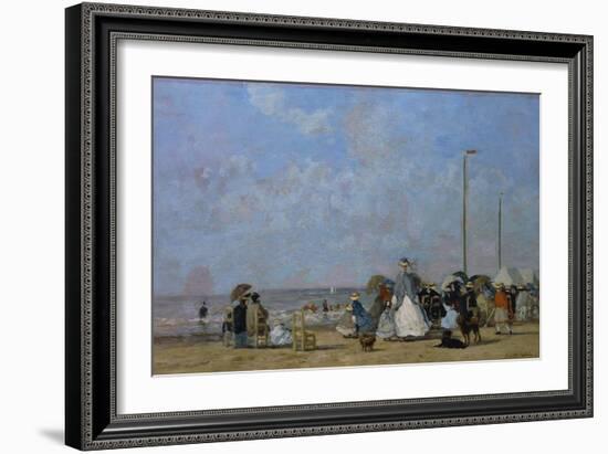 On Trouville Beach-Eugène Boudin-Framed Giclee Print