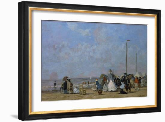 On Trouville Beach-Eugène Boudin-Framed Giclee Print