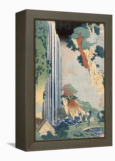 Ona Waterfall on the Kisokaido, 1827 (Colour Woodblock Print)-Katsushika Hokusai-Framed Premier Image Canvas