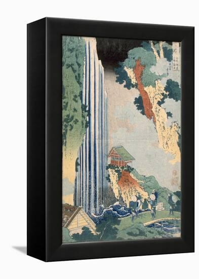 Ona Waterfall on the Kisokaido, 1827 (Colour Woodblock Print)-Katsushika Hokusai-Framed Premier Image Canvas