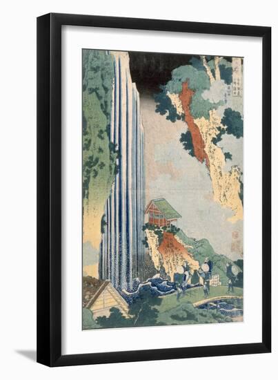 Ona Waterfall on the Kisokaido, 1827 (Colour Woodblock Print)-Katsushika Hokusai-Framed Giclee Print