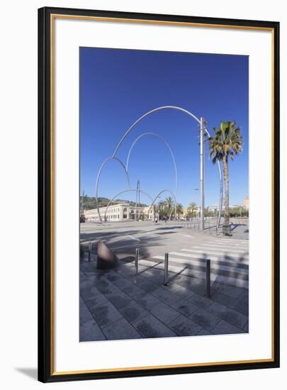 Onades (Waves) sculpture by Andreu Alfaro, Placa del Carbo, Barcelona, Catalonia, Spain, Europe-Markus Lange-Framed Photographic Print