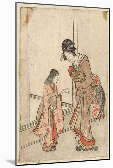 Onagadori O Motsu Onna to Kamuro-null-Mounted Giclee Print