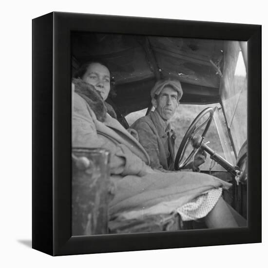 Once a Missouri farmer, now a migratory farm laborer on the Pacific Coast, 1936-Dorothea Lange-Framed Premier Image Canvas