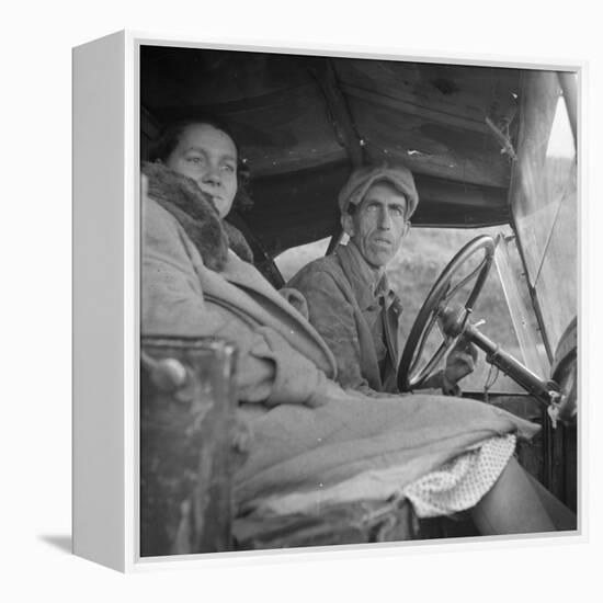 Once a Missouri farmer, now a migratory farm laborer on the Pacific Coast, 1936-Dorothea Lange-Framed Premier Image Canvas