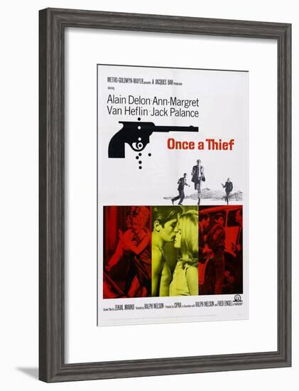 Once a Thief, Bottom Center from Left: Alain Delon, Ann-Margret, 1965-null-Framed Art Print