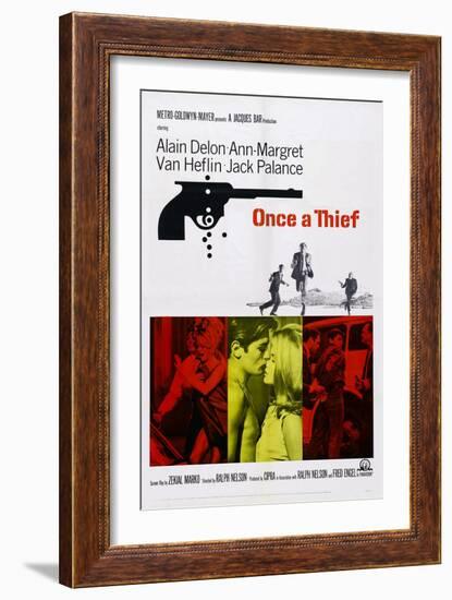 Once a Thief, Bottom Center from Left: Alain Delon, Ann-Margret, 1965-null-Framed Art Print