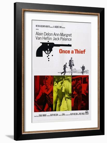 Once a Thief, Bottom Center from Left: Alain Delon, Ann-Margret, 1965-null-Framed Art Print