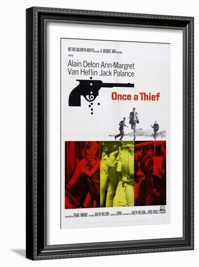 Once a Thief, Bottom Center from Left: Alain Delon, Ann-Margret, 1965-null-Framed Art Print