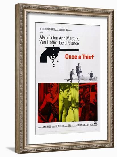 Once a Thief, Bottom Center from Left: Alain Delon, Ann-Margret, 1965-null-Framed Premium Giclee Print