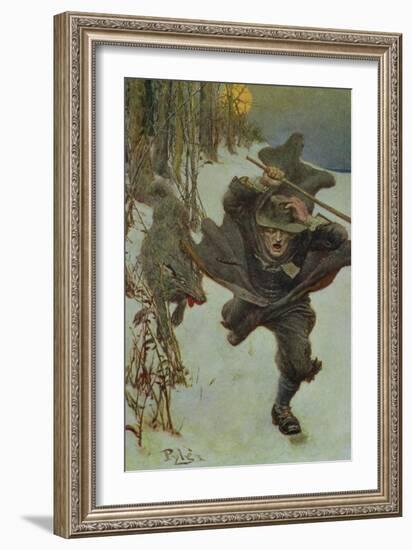 Once it Chased Doctor Wilkinson into the Very Town Itself, Illustration from "The Salem Wolf"-Howard Pyle-Framed Giclee Print