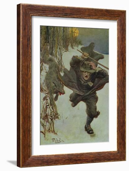 Once it Chased Doctor Wilkinson into the Very Town Itself, Illustration from "The Salem Wolf"-Howard Pyle-Framed Giclee Print