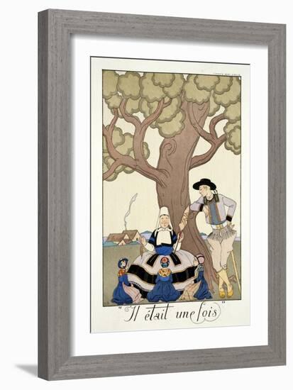 Once Upon a Time, from 'Falbalas and Fanfreluches, Almanach des Modes Présentes, Passées et…-Georges Barbier-Framed Giclee Print