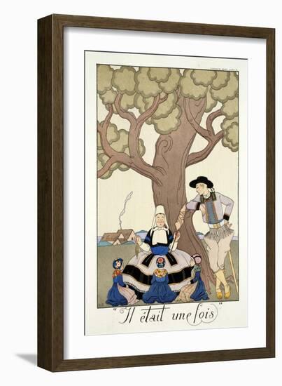 Once Upon a Time, from 'Falbalas and Fanfreluches, Almanach des Modes Présentes, Passées et…-Georges Barbier-Framed Giclee Print