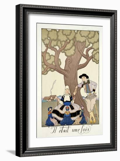 Once Upon a Time, from 'Falbalas and Fanfreluches, Almanach des Modes Présentes, Passées et…-Georges Barbier-Framed Giclee Print