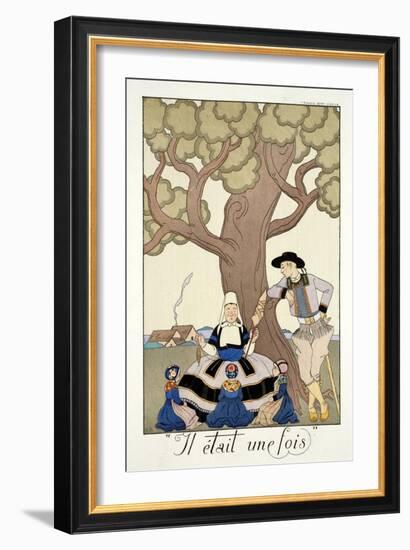 Once Upon a Time, from 'Falbalas and Fanfreluches, Almanach des Modes Présentes, Passées et…-Georges Barbier-Framed Giclee Print