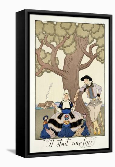 Once Upon a Time, from 'Falbalas and Fanfreluches, Almanach des Modes Présentes, Passées et…-Georges Barbier-Framed Premier Image Canvas