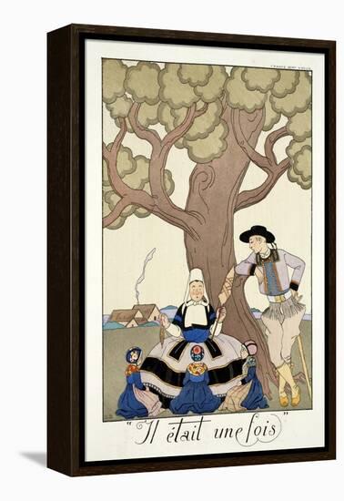 Once Upon a Time, from 'Falbalas and Fanfreluches, Almanach des Modes Présentes, Passées et…-Georges Barbier-Framed Premier Image Canvas