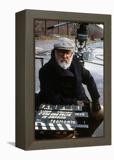 Once Upon a Time in America 1984 Directed by Sergio Leone on the Set, the Director Sergio Leone.-null-Framed Stretched Canvas