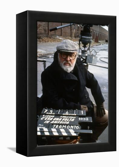 Once Upon a Time in America 1984 Directed by Sergio Leone on the Set, the Director Sergio Leone.-null-Framed Stretched Canvas