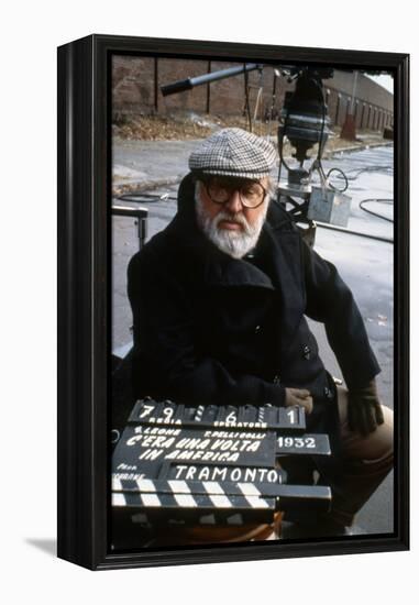 Once Upon a Time in America 1984 Directed by Sergio Leone on the Set, the Director Sergio Leone.-null-Framed Stretched Canvas