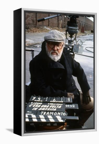 Once Upon a Time in America 1984 Directed by Sergio Leone on the Set, the Director Sergio Leone.-null-Framed Stretched Canvas