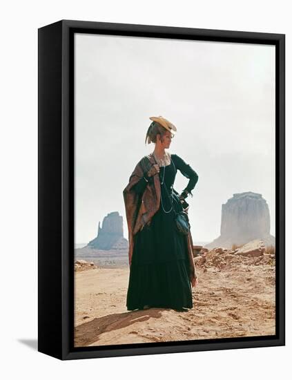Once Upon a Time in the West by SergioLeone with Claudia Cardinale c, 1968 (photo)-null-Framed Stretched Canvas