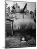 Oncoming View of Tank About to Pass over Foxhole in Which a Soldier is Crouched Down-Myron Davis-Mounted Photographic Print