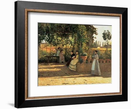 One Afternoon (or The Pergola)-Silvestro Lega-Framed Art Print