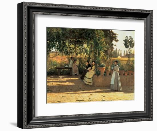 One Afternoon (or The Pergola)-Silvestro Lega-Framed Art Print