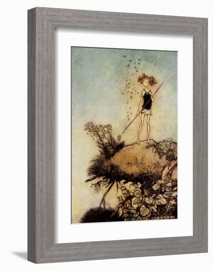 One Aloof Stand Sentinel - A Midsummer Night's Dream-Arthur Rackham-Framed Art Print