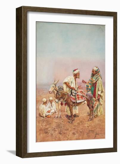 One Dirham for a Ride through the Desert (Pencil and Watercolour on Paper)-Giulio Rosati-Framed Giclee Print