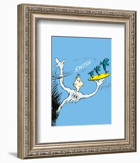 One Fish, Two Fish, Red Fish, Blue Fish (on blue)-Theodor (Dr. Seuss) Geisel-Framed Art Print