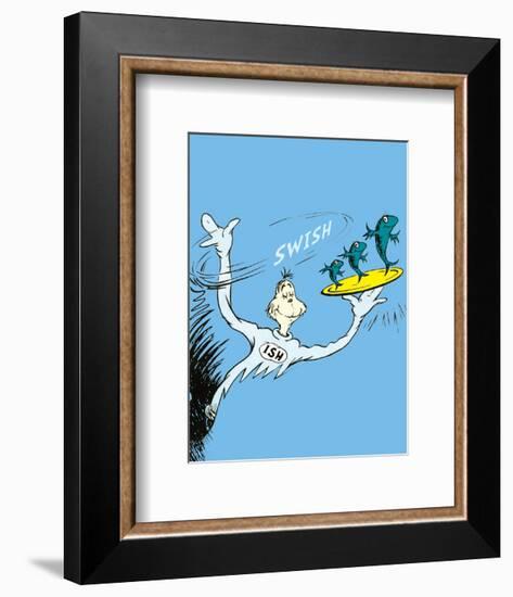 One Fish, Two Fish, Red Fish, Blue Fish (on blue)-Theodor (Dr. Seuss) Geisel-Framed Art Print