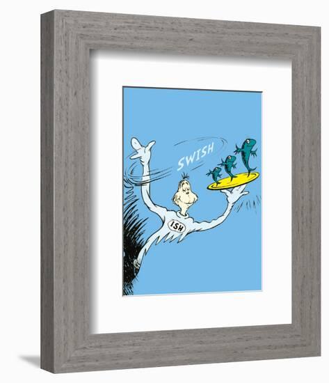 One Fish, Two Fish, Red Fish, Blue Fish (on blue)-Theodor (Dr. Seuss) Geisel-Framed Art Print