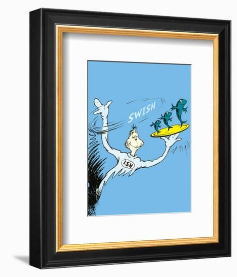 One Fish, Two Fish, Red Fish, Blue Fish (on blue)-Theodor (Dr. Seuss) Geisel-Framed Art Print