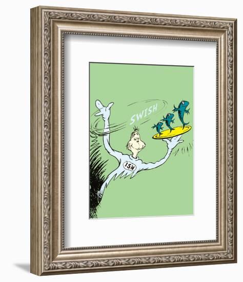 One Fish, Two Fish, Red Fish, Blue Fish (on green)-Theodor (Dr. Seuss) Geisel-Framed Art Print