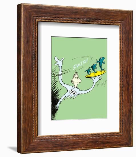 One Fish, Two Fish, Red Fish, Blue Fish (on green)-Theodor (Dr. Seuss) Geisel-Framed Art Print