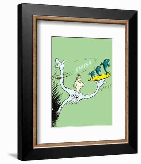 One Fish, Two Fish, Red Fish, Blue Fish (on green)-Theodor (Dr. Seuss) Geisel-Framed Art Print