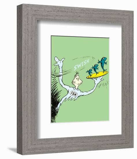 One Fish, Two Fish, Red Fish, Blue Fish (on green)-Theodor (Dr. Seuss) Geisel-Framed Art Print