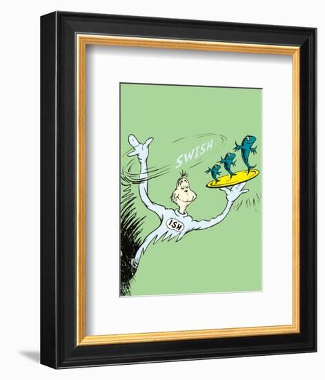 One Fish, Two Fish, Red Fish, Blue Fish (on green)-Theodor (Dr. Seuss) Geisel-Framed Art Print