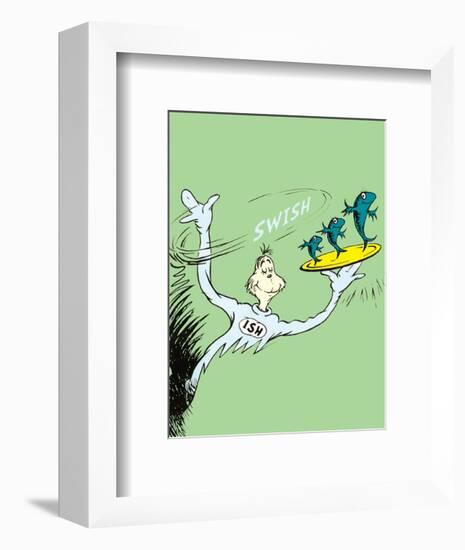 One Fish, Two Fish, Red Fish, Blue Fish (on green)-Theodor (Dr. Seuss) Geisel-Framed Art Print