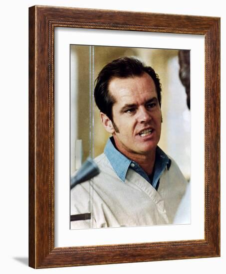 ONE FLEW OVER THE CUCKOO'S NEST, 1975 directed by MILOS FORMAN Jack Nicholson (photo)-null-Framed Photo